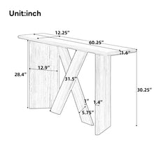 Load image into Gallery viewer, X-Frame Console Table, Angled Cross Leg Design, Rounded Edges - Natural
