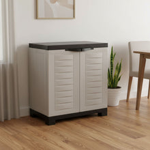 Load image into Gallery viewer, 26" Heavy Duty Plastic Two Door Utility Cabinet - Black / Gray
