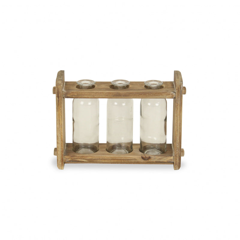 Jars in a Rack (Set of 3) - Brown