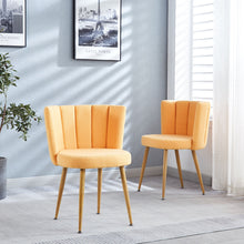 Load image into Gallery viewer, Modern Dining Chair (Set of 2) With Iron Tube Wood Color Legs, Shorthair Cushions And Comfortable Backrest, Suitable For Dining Room, Living Room, Cafe, Simple Structure
