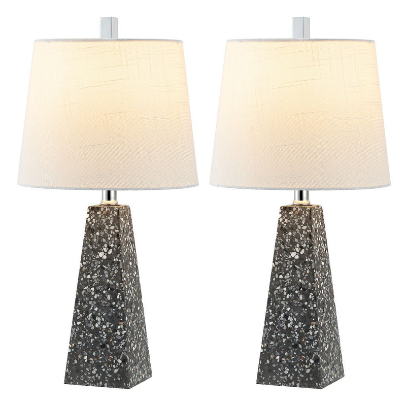 Geometric Table Lamps With Empire Shades (Set of 2) - Dark Gray