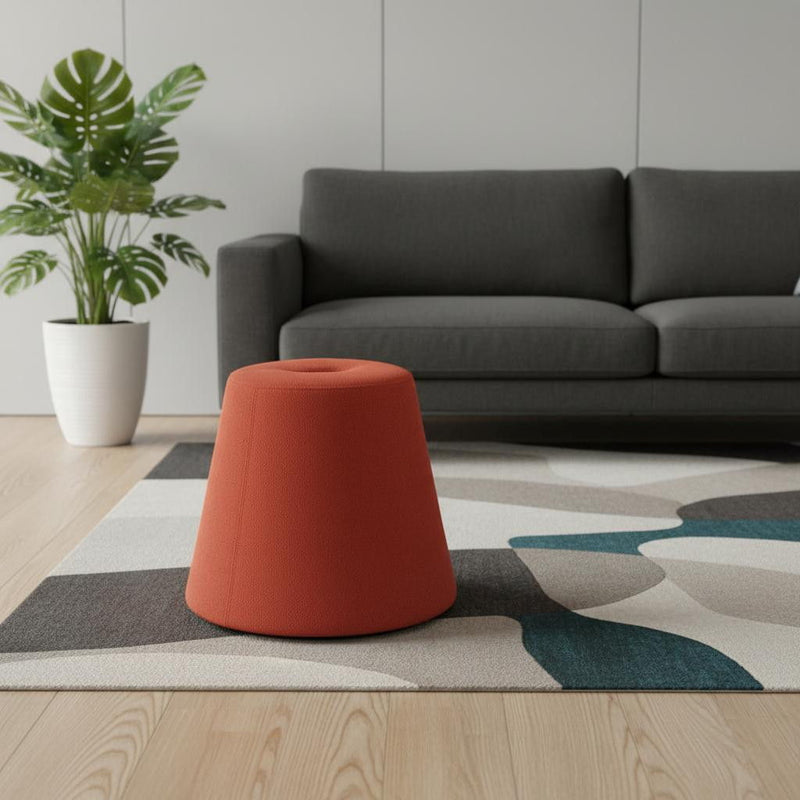 Fabric Round Ottoman - Red
