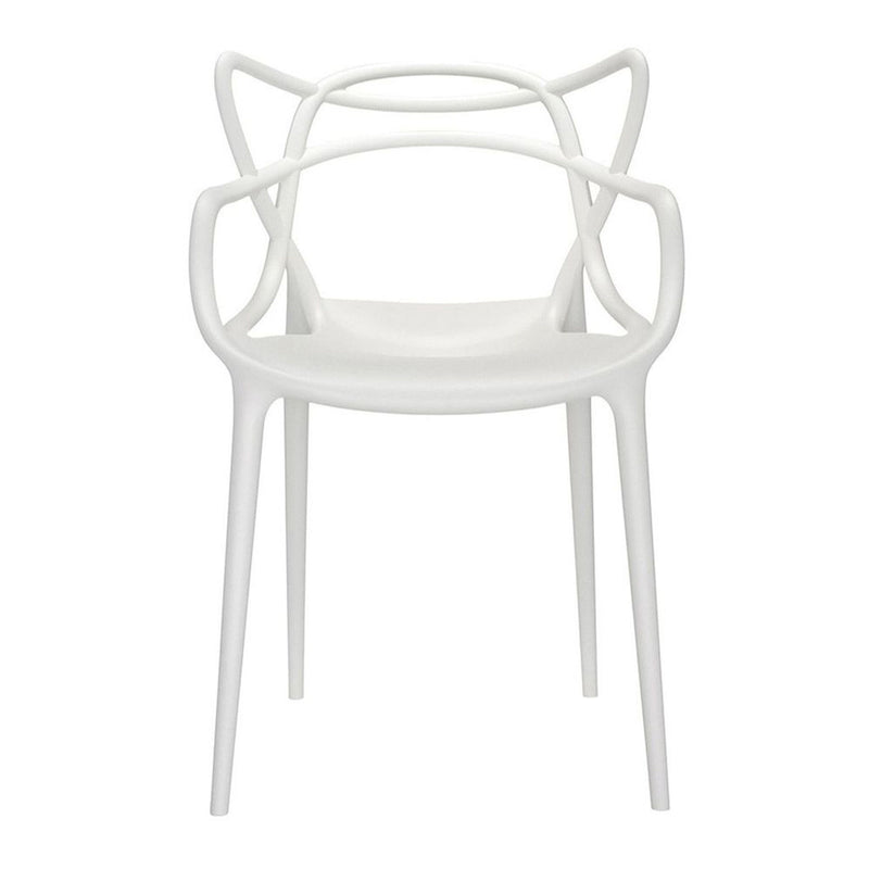 Heavy Duty Plastic Open Back Dining Arm Chair - White