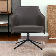 Load image into Gallery viewer, Faux Leather Swivel Lounge Chair - Gray / Black
