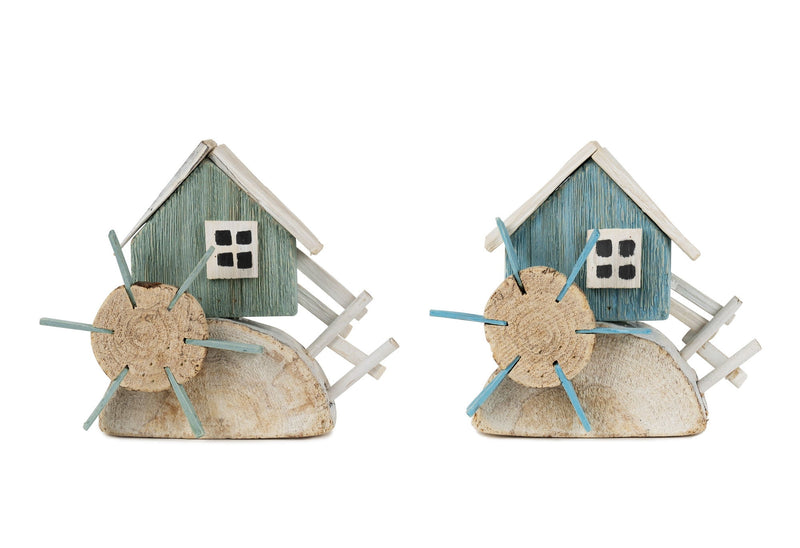 Wood Figurine (Set of 2) - Blue Green And Brown