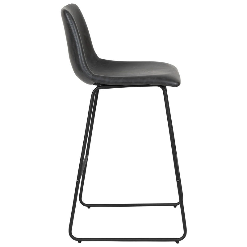 Faux Leather Aluminum Bar Chairs (Set of 2) (724343) - Black