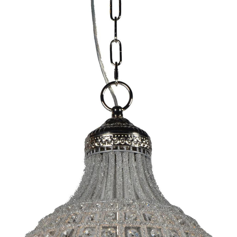 Unique Statement Metal Crystal Glass Chandelier With Shades - Silver