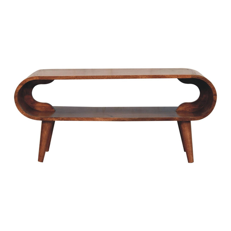 Solid Wood Coffee Table With Shelf - Natural
