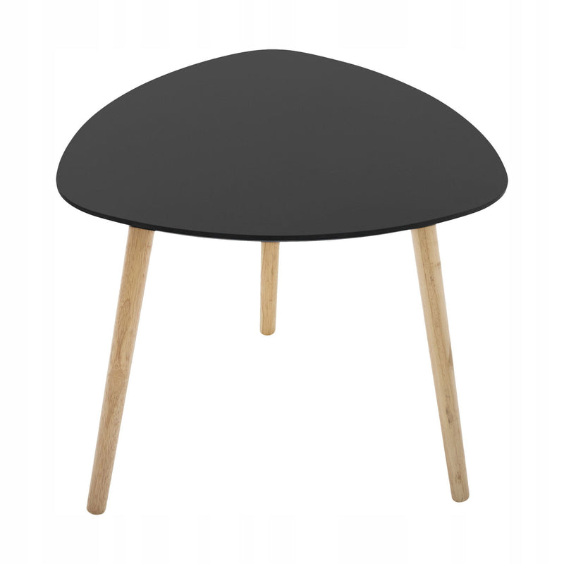 Wood Triangular End Tables (Set of 2) - Black / Natural