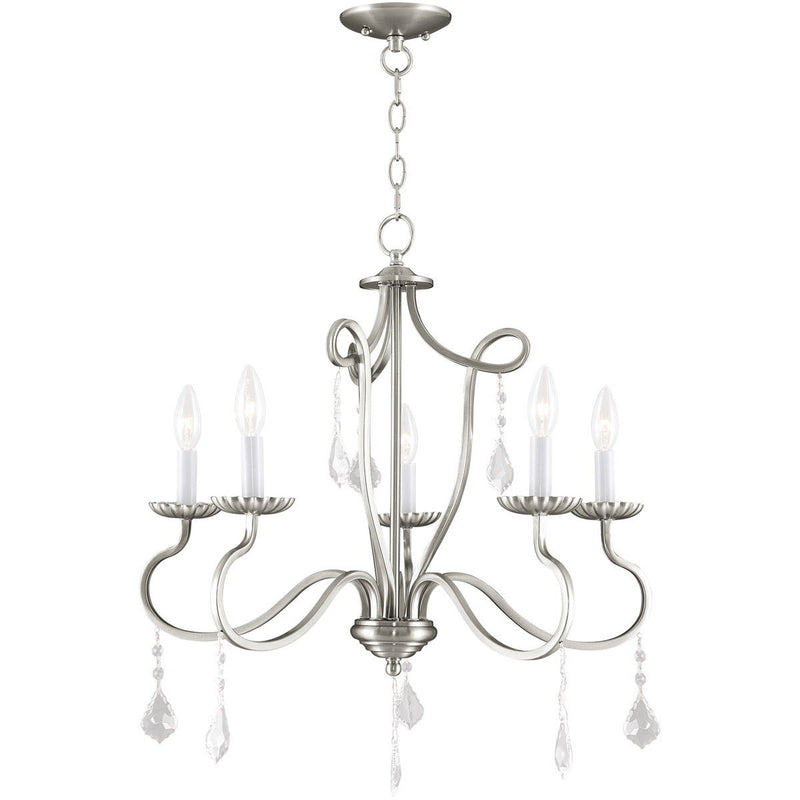 Five-Light Dimmable Chandelier With Shades - Nickel