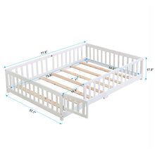 Load image into Gallery viewer, Solid Wood Floor Bed With Door And Fence For Children
