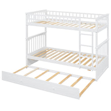 Load image into Gallery viewer, Twin over Twin Bunk Bed with Twin Size Trundle, Convertible Beds, White
