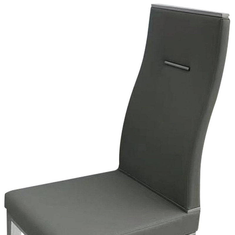 Dining Side Chairs Upholstered Faux Leather (Set of 4) - Gray / Silver
