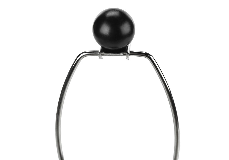 Round Table Lamp With Ivory Drum Shade - Black