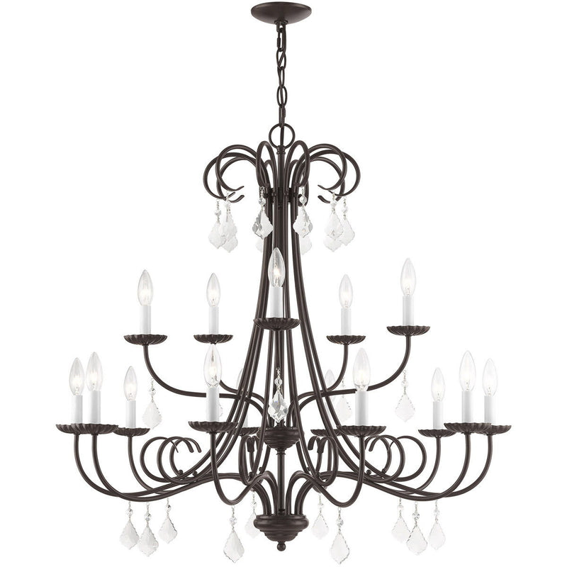 34" Multi Light Dimmable Chandelier With Shades - Bronze