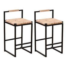 Load image into Gallery viewer, Water Hyacinth Woven Bar Stools With Back Support, Counter Height Dining Chairs (Set of 2) - Natural

