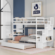 Load image into Gallery viewer, Twin Over Twin Bunk Beds With Twin Trundle And Stairway Storage Function
