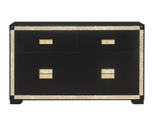 Load image into Gallery viewer, 62" Faux Crystal Bling Wood Six Drawer Double Dresser - Black And Gold
