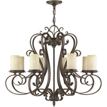 Load image into Gallery viewer, 32" Eight Light Metal Dimmable Chandelier With Shades - Bronze
