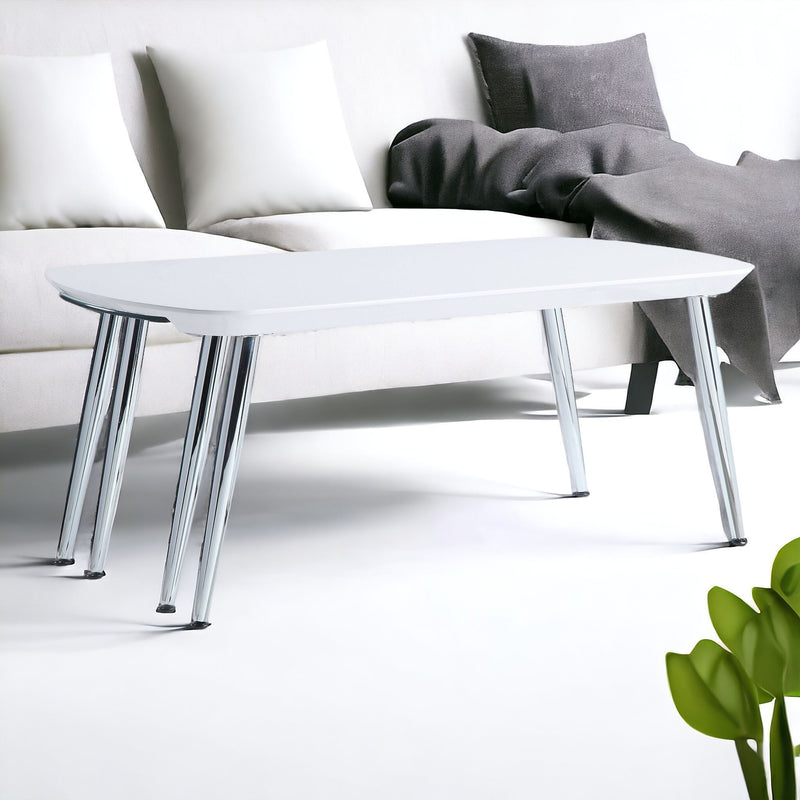 Clear And Silver Wood And Glass Extendable Coffee Table - White