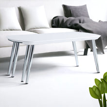 Load image into Gallery viewer, Clear And Silver Wood And Glass Extendable Coffee Table - White
