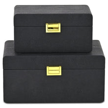 Load image into Gallery viewer, Hand Painted Decorative Box (Set of 2) - Black
