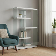 Load image into Gallery viewer, Four Tier Etagere Bookcase - White / Clear
