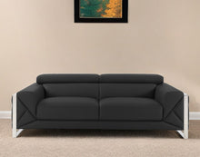 Load image into Gallery viewer, Italian Leather Sofa &amp; Silver Legs - Gray
