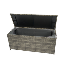 Load image into Gallery viewer, Outdoor Storage Box, 113 Gallon Wicker Patio Deck Boxes with Lid, Outdoor Cushion Storage for Kids Toys, Pillows, Towel Grey Wicker
