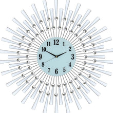 Load image into Gallery viewer, Silent Analog Sunburst Wall Clock - Silver / White

