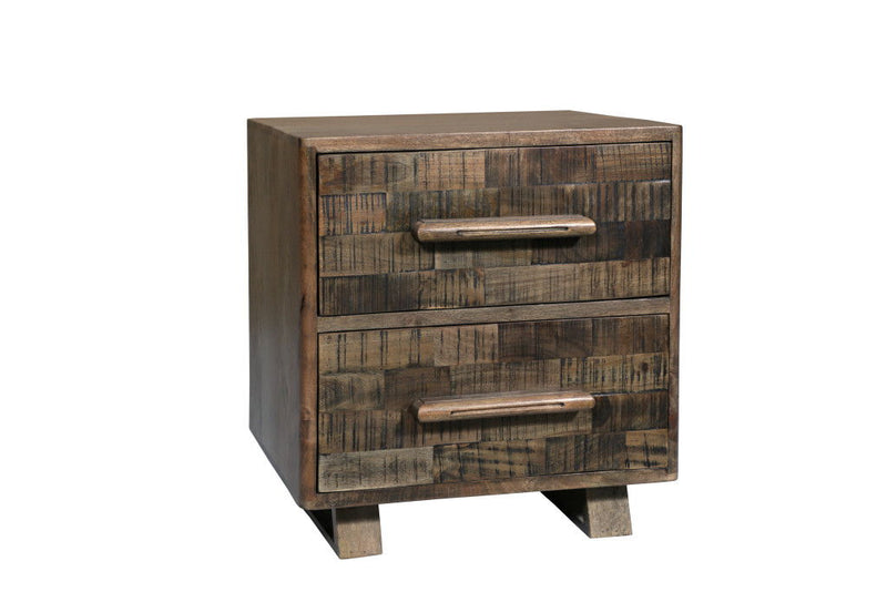 26" Solid Wood Two Drawer Nightstand - Brown