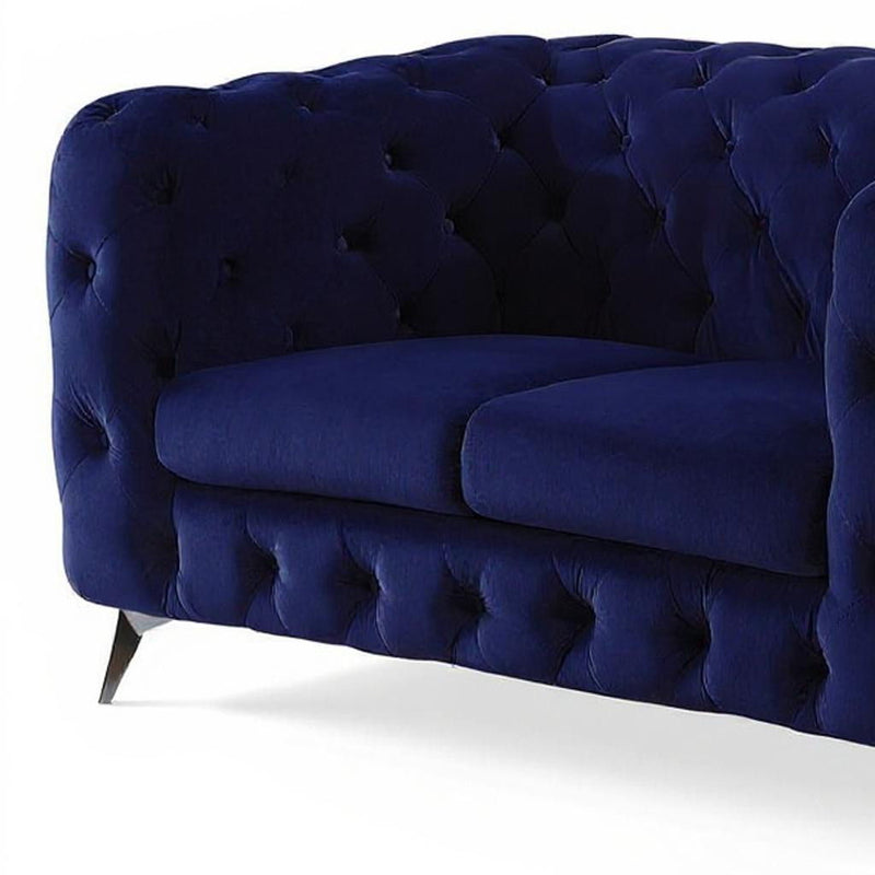 Velvet Loveseat - Blue / Silver