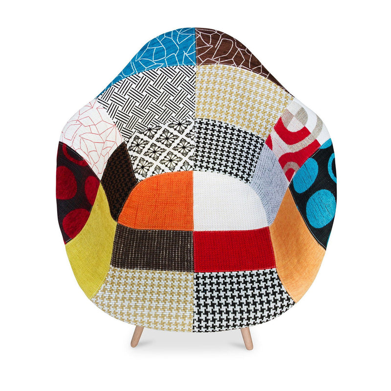 Upholstered Fabric Dining Arm Chair - Black / White / Rainbow / Natural