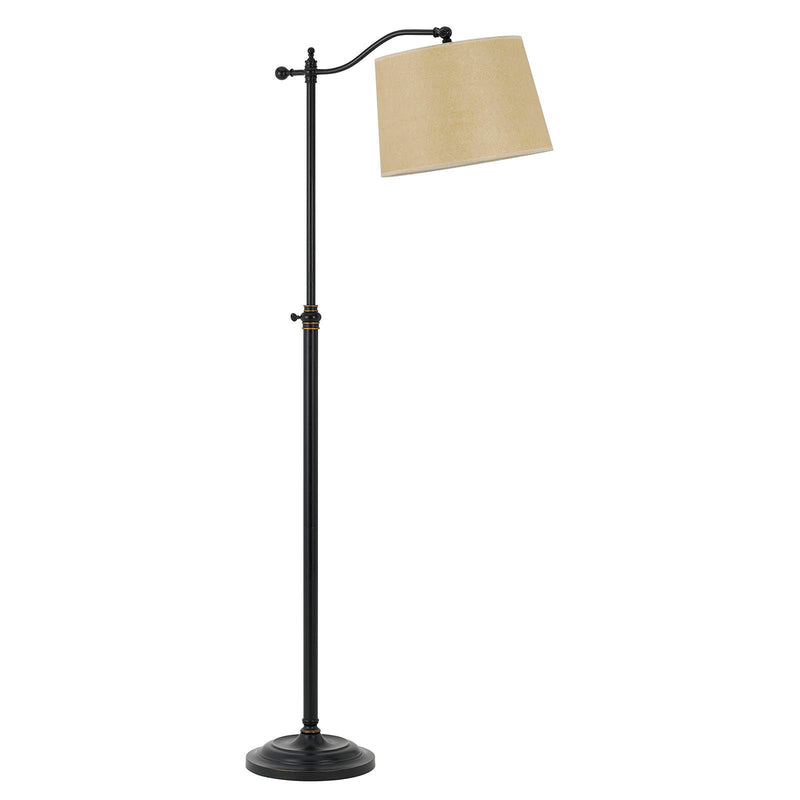 Adjustable Traditional Shaped Floor Lamp With Tan Square Shade - Bronze