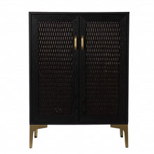 Load image into Gallery viewer, Modern Rustic And Faux Rattan Bar Cabinet - Black
