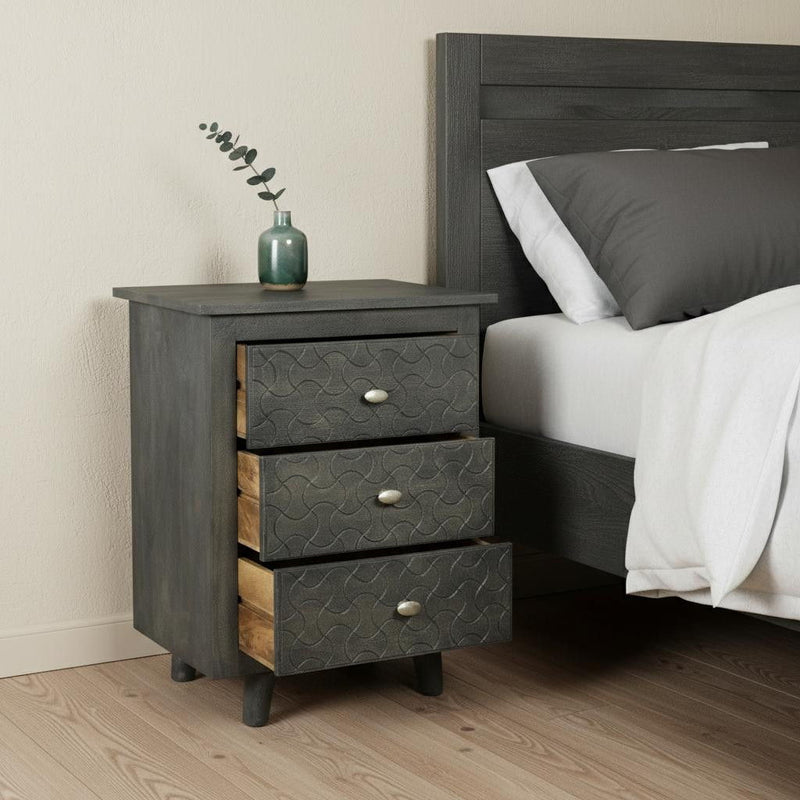 30" Three Drawer Nightstand - Gray
