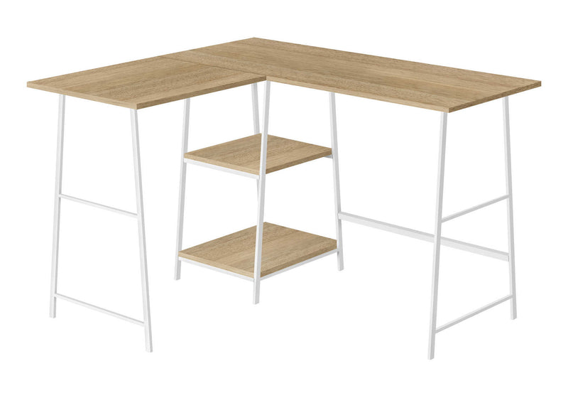 42" Wood And Metal Corner Trestle Computer Desk - Natural And White