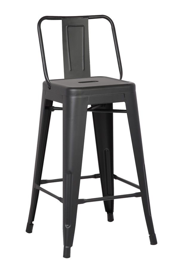 Iron Low Back Bar Height Bar Chairs (Set of 2) - Black