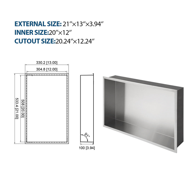 Stainless Steel Shower Niche With Seamless Design For Bathroom Storage