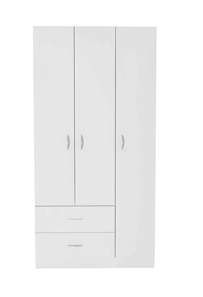 71" Modern Three Door Two Drawer Combo Dresser - White