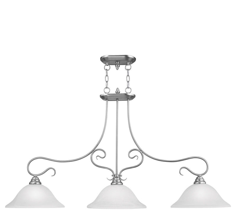27" Three Light Dimmable Chandelier With Shades - Nickel