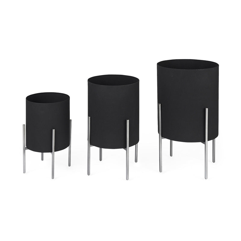 Round Pot Planters (Set of 2) (609411) - Black