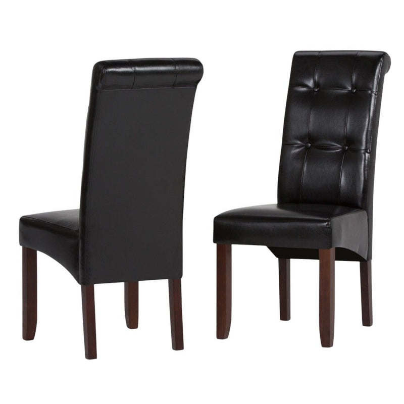 Wood Dining Parsons Chairs (Set of 2) - Black / Brown