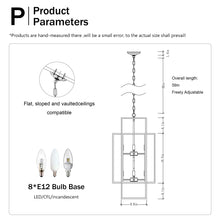 Load image into Gallery viewer, 8 Light Lantern Chandelier Lighting, Entryway Chandeliers For High Ceilings, Chandeliers For Dining Room, Foyer, Entry, Staircase, Hallway, Height Adjustable (E12 Bulbs Not Included)
