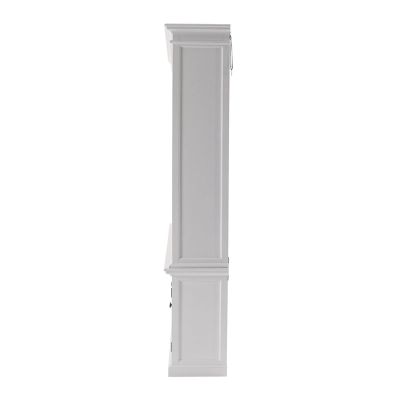 Solid Wood Frame Dining Hutch With Multiple Shelves And Three Drawers - White