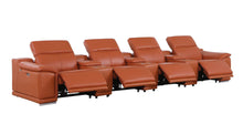 Load image into Gallery viewer, Italian Leather Reclining Metal USB Sofa (720413) - Camel
