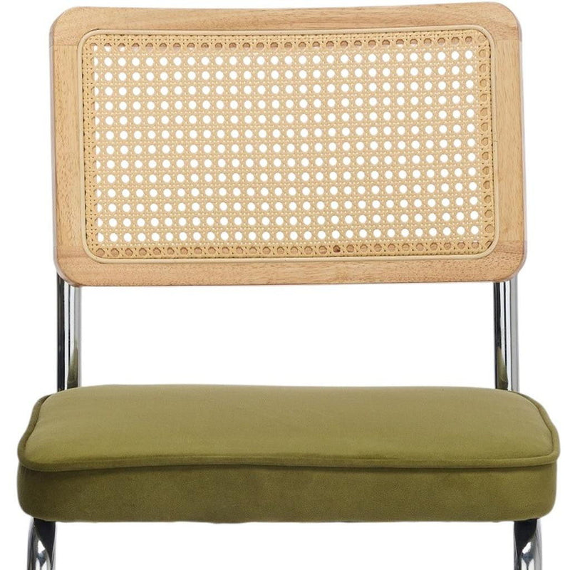 Tufted Velvet Stainless Steel Dining Side Chairs (Set of 2) - Green / Silver