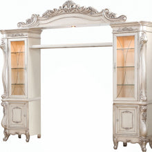 Load image into Gallery viewer, Wood Glass Poly Resin Entertainment Center - Antique White
