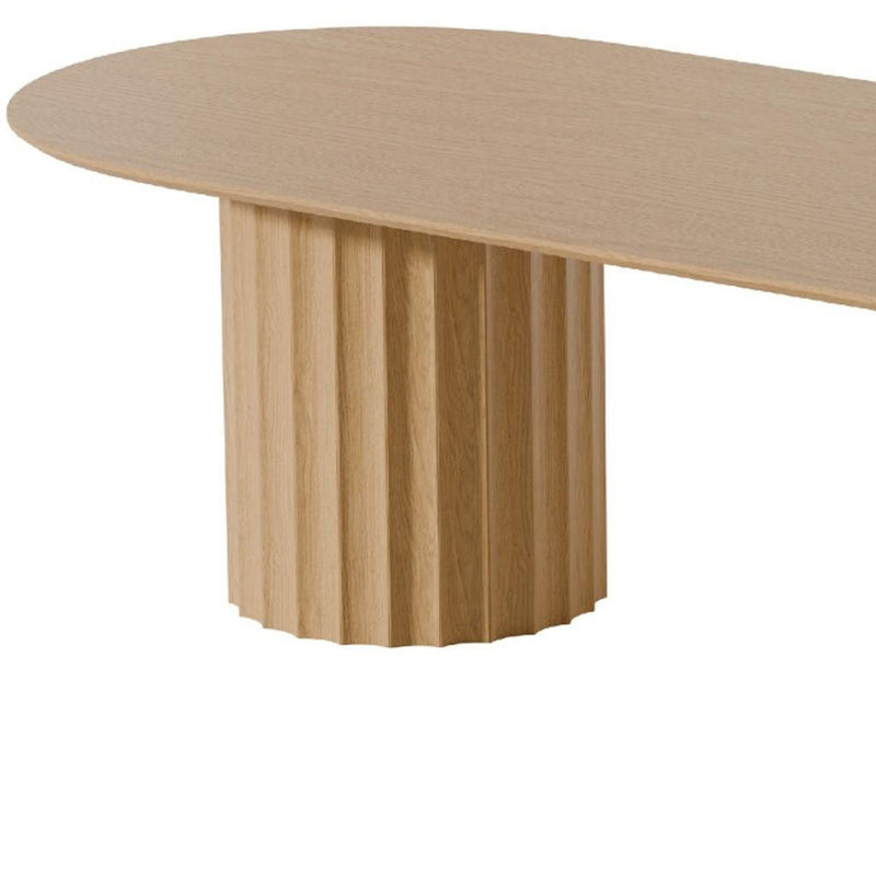 86'' Wood Double Pedestal Base Oval Dining Table - Natural / Light Brown