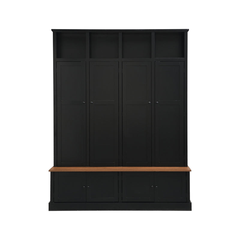 Hall Tree With Bench And Cabinet, 4 In 1 Entryway Bench With Coat Rack